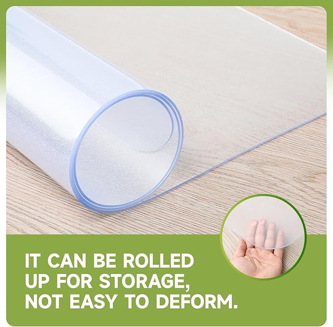 SOONAN Office Chair Mat for Hardwood Floor, 63" x 51" x 0.08" Clear Office Floor Mat, 0.08" Thickness Heavy Duty Computer&Desk Chair Mat,Floor Protector Chair Mats