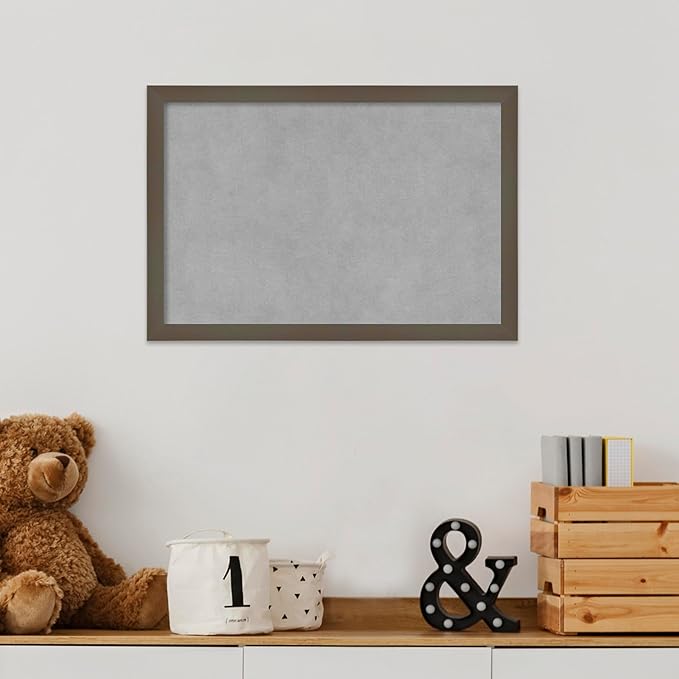 Amanti Art Grey Framed Magnetic Board 13x19 Small Vision Board for use with Magnets, 100% Metal Sheet to Display Items as Office Decor or for Home Organization in mudroom, Kitchen or Kids Room