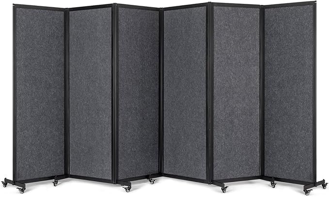 Strongbird Room Partition,Office Divider,Portable Commercial Screen Dividers,Privacy Partition Separator,Classroom School Dividers, 12'7"L* 6'7"H,6 Panel,Grey