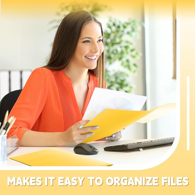 Henoyso 18 Pcs Plastic Folders with Clear Front Pockets Heavy Duty File Folders with 2 Pockets and Card Slot for Student Communication School Office Presentation Report (Yellow)
