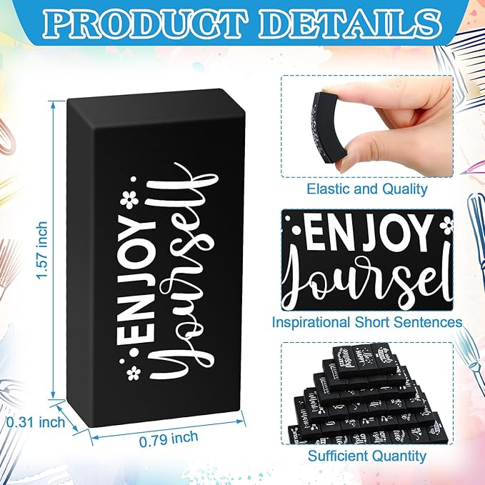 Dunzoom 100 Pcs Inspirational Pencil Erasers Bulk for Kids Fun Motivational Eraser School Supplies Back to School Office Supplies for Classroom Office Teacher Artists (Classic)