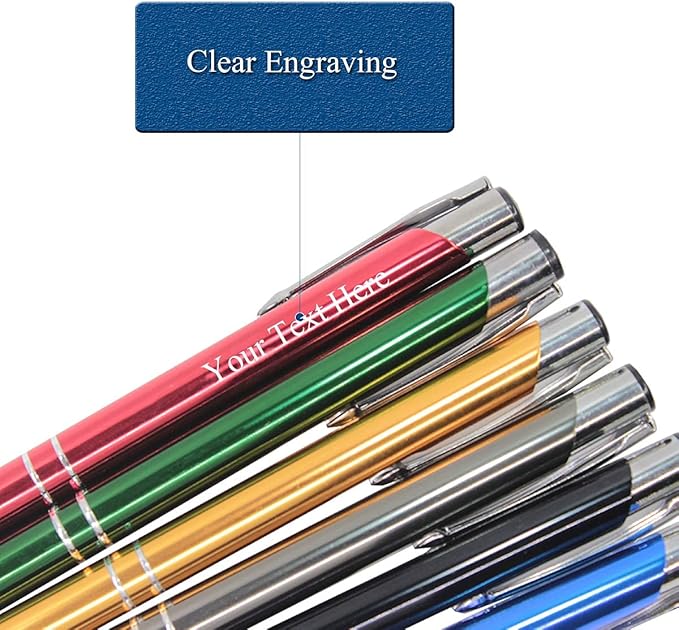 HH-STUDIO CUSTOM Promotional Items With Your Logo - 50 Pack Personalized Pens - Engraved Ballpoint Pens