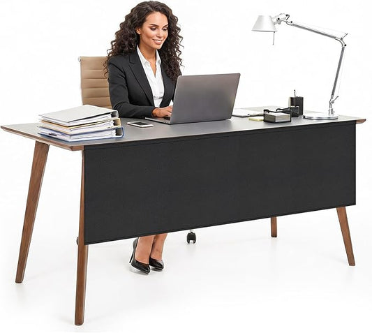 HolyMaji 60" Under Desk Privacy Panel Self-Adhesive Modesty Panel 600D Heavy Duty Desk Skirt Privacy Divider for Office Home or Standing Workstation Concealer Shield