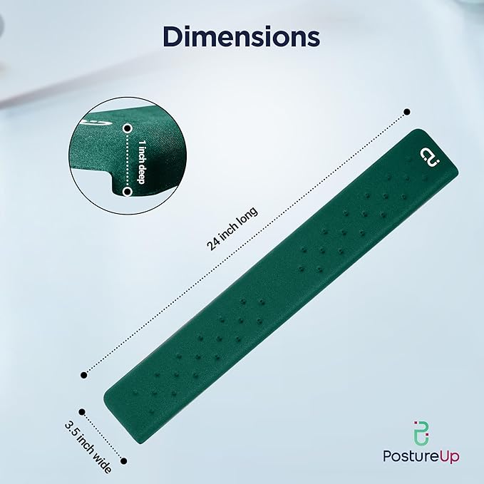 EdgeRest PostureUp L-Shaped Desk Long Wrist Rest Elbow, Forearm & Wrist Comfort Support for Table or Desk Edge, Non-Slip, Memory Foam Padding, Ergonomic Design for Work, Universal Fit, Forest Green