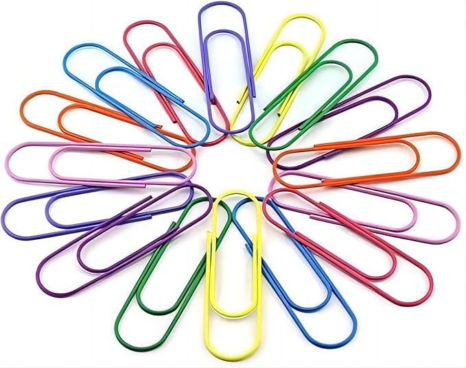 CasaVibe 50 Pack 4 Inches Jumbo Paper Clips, Vinyl Coated Multicolored Extra Large Mega Paperclips, Colored Binder Clip for Office School Document Organizing Office Supply Accessories
