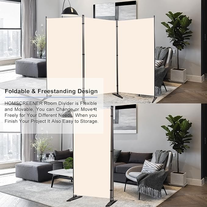 Room Divider 6FT Folding Privacy Screens, 3 Panel Partition Room Dividers w/Freestanding Design, Portable Wall Divider for Room Separtation, Fabric Screen Panel for Home Office Bedroom Dorm