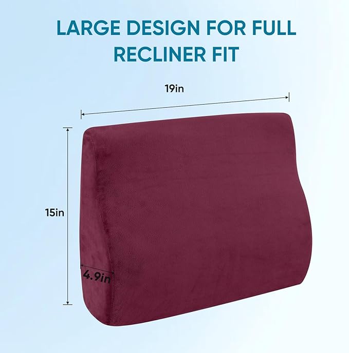 AHUAWA Back Support Pillow for Recliner Chair, Memory Foam Couch Back Cushions Ergonomic Large Lumbar Support Pillow for Lower Back Pain Relief, with Soft Velvet