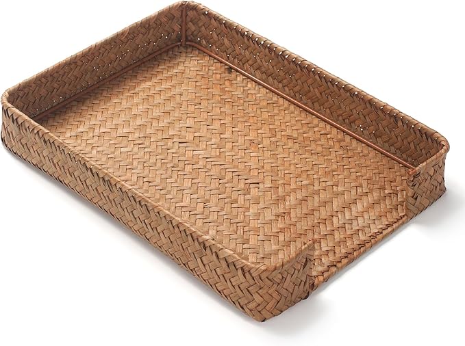 Seagrass Letter Tray for A4 File Woven Desk Tray Organizer for Paper Folder Mail Document Magazine Storage Basket for Office