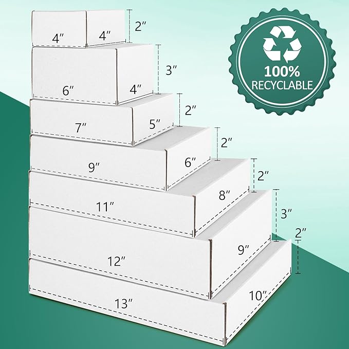 Eupako 13x10x2" White Shipping Boxes Corrugated Box Mailers 20 Pack Cardboard Shipping Boxes for Small Business, Mailing
