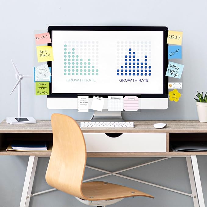 DOLLAR BOSS Monitor Memo Boards for Computers 3 Pcs Office Desk Accessories 11" x 3.1" Transparent Acrylic Monitor Side Panel Multifunction Message Board Screen Note Holder for Office Home Work Desk