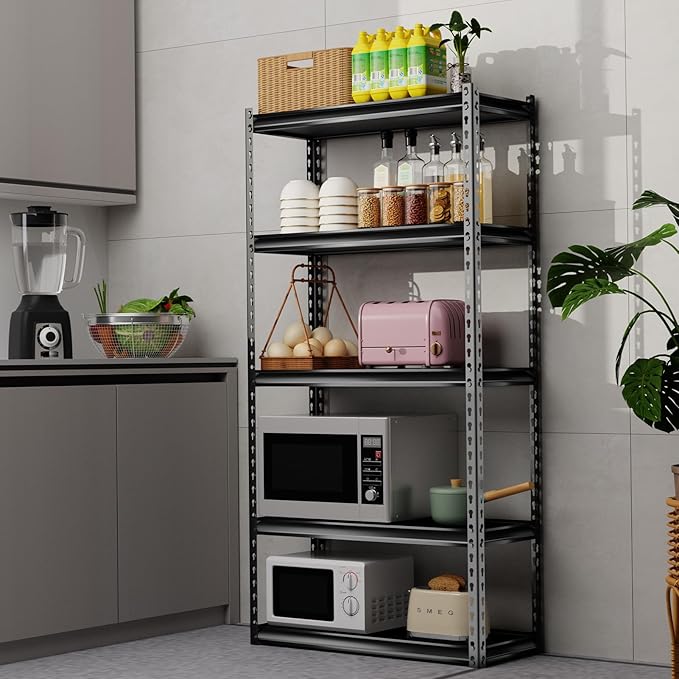 Shuntong 30" W Laminated Heavy Duty Metal Shelving Unit 2000 Lbs Boltless Garage Storage Shelves Utility Rack Shelf Warehouse Pantry Shed 30" W x 12" D x 60" H, Dark Gray