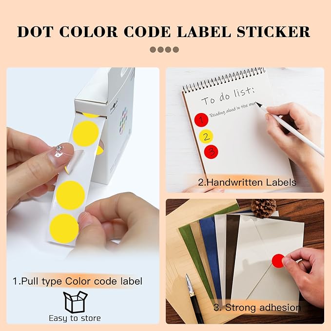 PARLAIM 2 Rolls 2000PCS 3/4" Round Circle Color-Code Dot Stickers,2 Color Style Colorful Coding Label Sticker for Home Office Classroom(Red+Yellow)