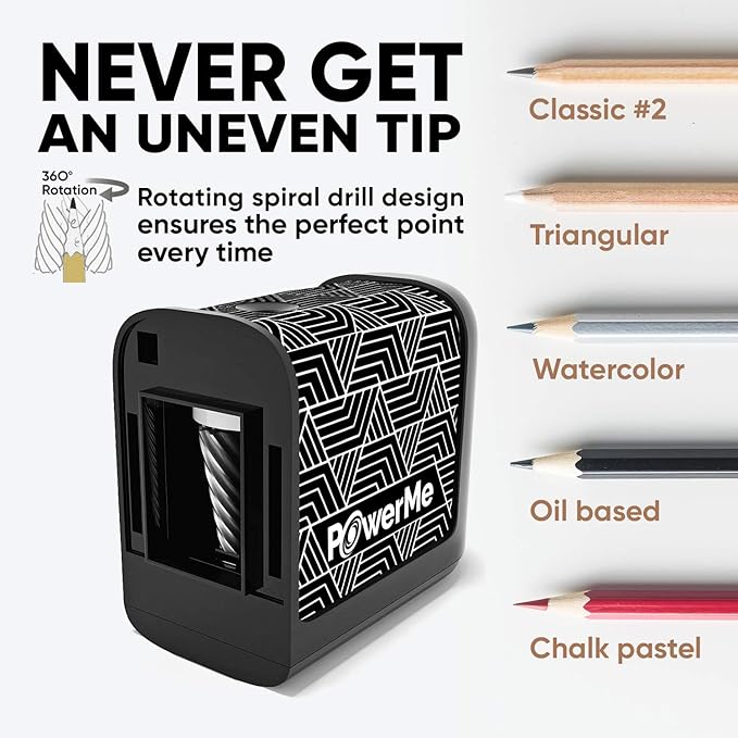 Battery-Operated Electric Pencil Sharpener for Kids, School, Home, Office - for No. 2 Pencils and Colored Pencils