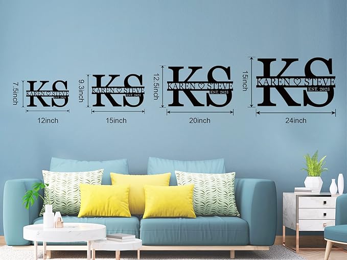 Personalized Metal Letters Sign, Anniversary Wedding Gifts Letters for Wall Decor, Monogram Wall Decor, Metal Name Signs Personalized, Family Name Sign, Name Sign for Wall, Initial Split Letter Sign