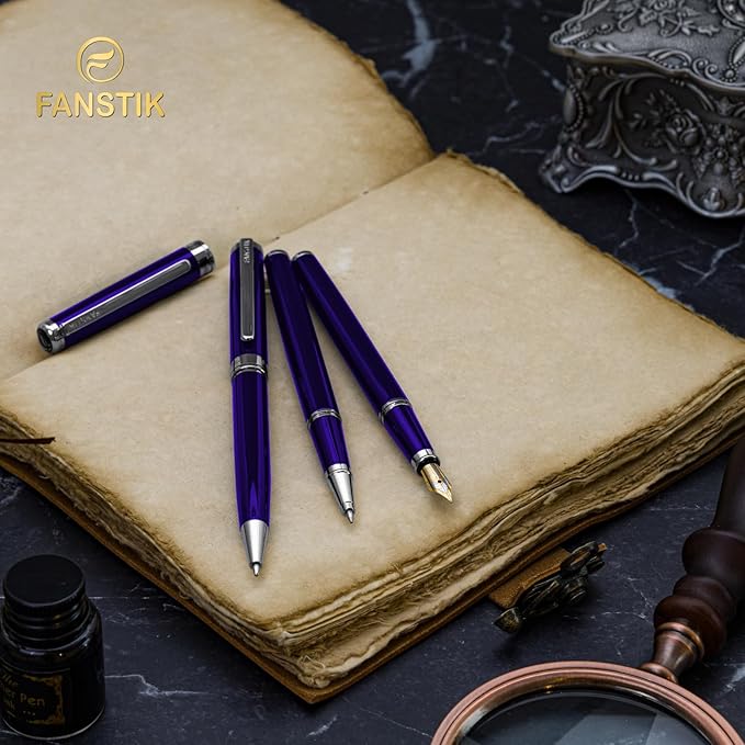 FANSTIK Customized Luxury Fountain pen, fancy gift set for women, Professional executive pen gift set for men and Woman (B Lux Fountain Set)