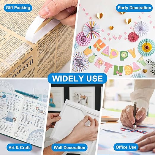 GUOKOFF Double Sided Tape 1/2 Inch x 40 Yards - 4 Rolls, Strong Adhesive Double Sided Sticky Tape, Two Sided Tapes, Multipurpose Tape for Arts, DIY, Crafts, Scrapbooking