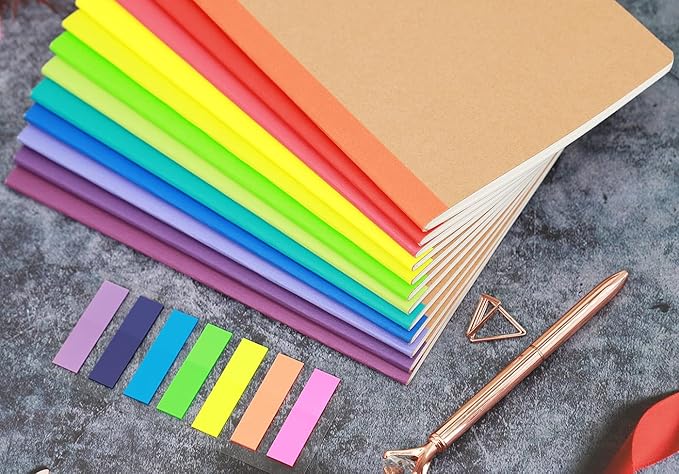 Zegrox 12 Pack A5 Kraft Notebooks, 60 Blank Pages Travel Journal Bulk, Soft Cover Notebooks for Women Girls Students, Making Plans Writing Memos Office School Supplies, 8.3 X 5.5 in