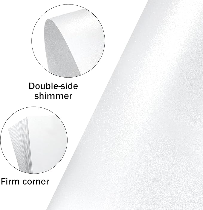 White Shimmer Cardstock Ledger Paper 11x17, Goefun Shimmer Card Stock for Printer 80 lb Metallic Cardstock Pearl Paper for Brochures, Flyers, Art Prints, 100 Pack