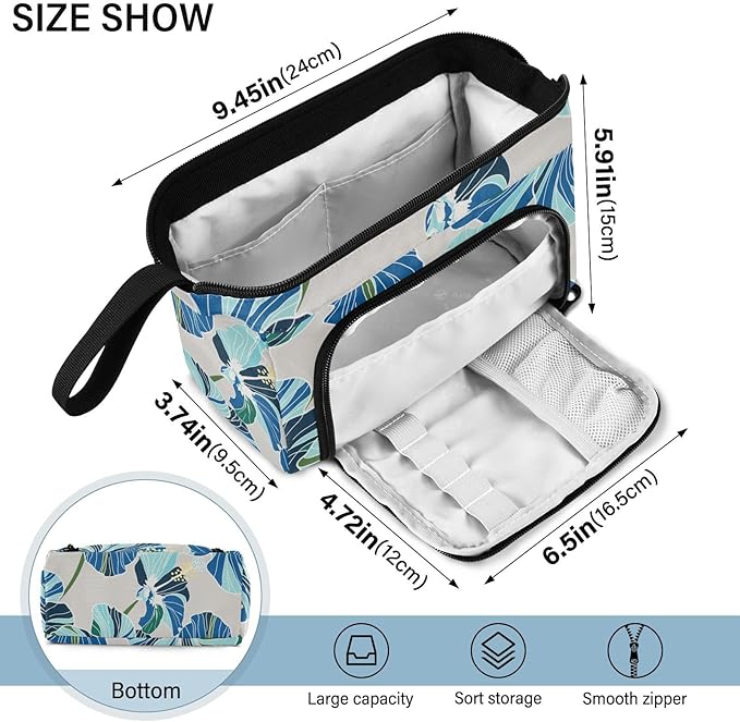Bolaz Big Capacity Pencil Pen Case Pouch Bag School College Office Organizer for Teens Girls Adults Student-Blue Flower Pattern