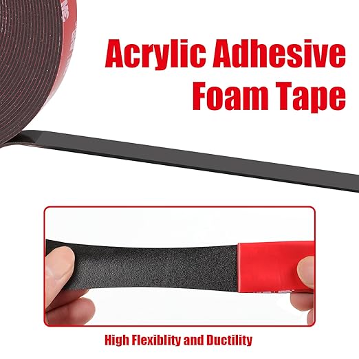 Double Sided Tape Heavy Duty, Waterproof Mounting Foam Tape, 36.5ft Length, 0.8in Width, High Temperature Resistant Adhesive Tape for Car, LED Strip Light, Office Decor, Uses 3M VHB 5952 Raw Material