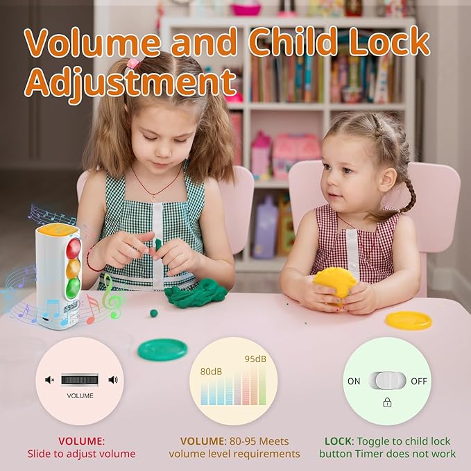 Traffic Light Visual Timer&ADHD Tool for Kids Adults Display Volume Adjustment, with 4 Ringtones for Classroom Desk Home Kitchen Game Countdown Pause Memory Function Charger Type C Included
