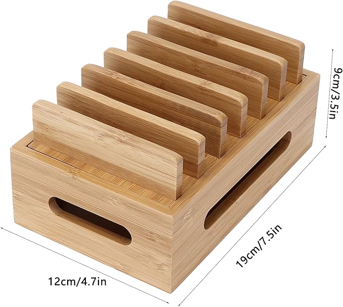 Leapiture Charging Station Organizer, Multiple Devices Charging Station Wood Cell Phone Dock Portable Tablet Computer Organizer Storage Box for Home Office
