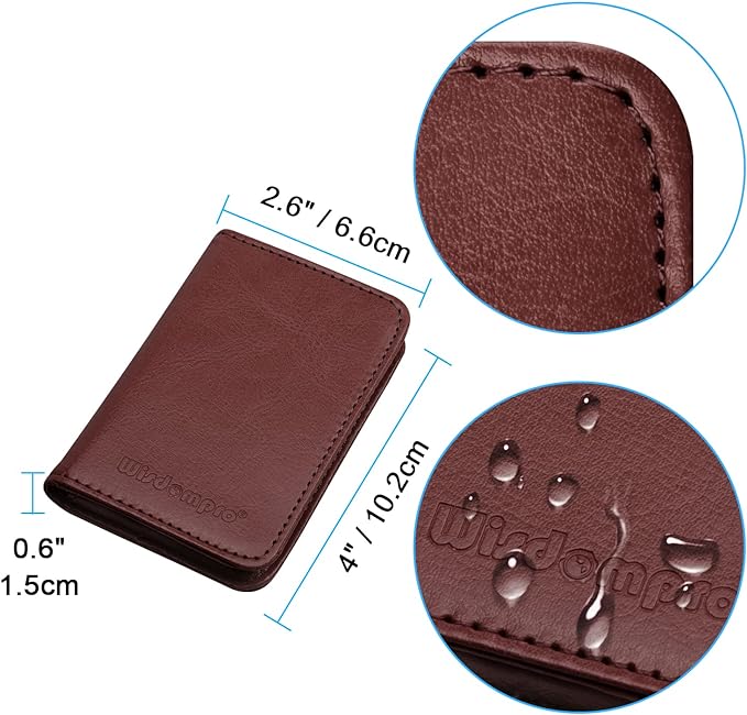 Wisdompro Business Card Holder, 2-Sided PU Leather Folio Name Card Holder Wallet Case with Magnetic Shut for Men and Women, Ultra Slim and Thin