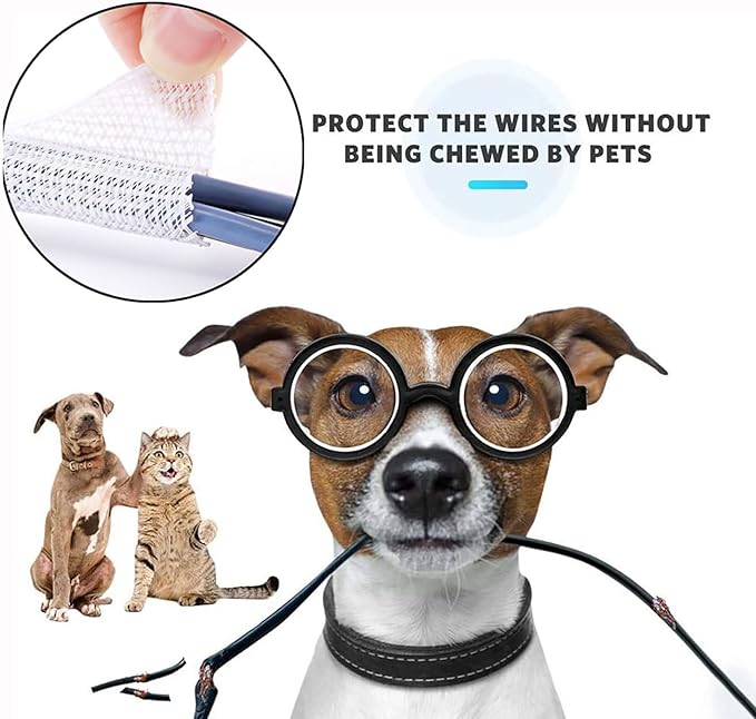 QCSIW 1/2 inch x 50ft Split Sleeve Wire Loom Tubing - Durable Cord Protector for USB, Power Cords, Audio/Video Cables | Chew-Proof Cable Sleeve to Protect Pets & Wires | Easy Installation, White