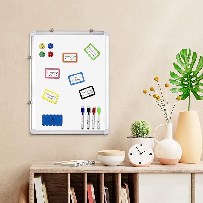 Dry Erase Magnets Set - 24 Pack - 3x2 in Whiteboard Magnetic Notes Planning Pads Labels - Small White Board Magnet Strips Name Tags for Home and Office