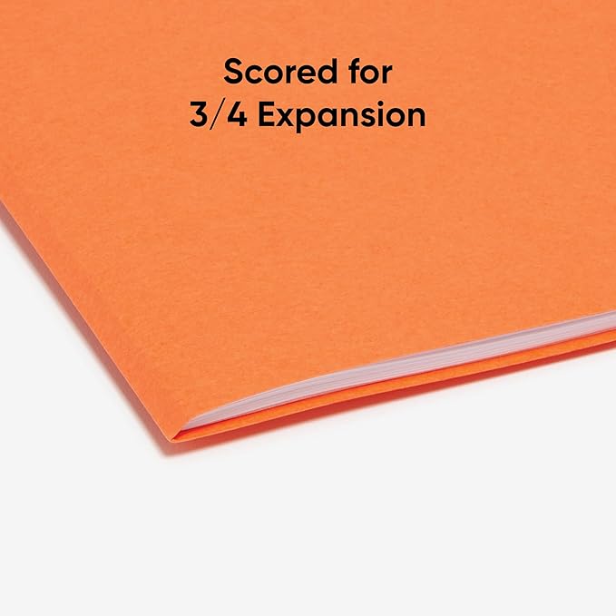 Smead Colored File Folder, 1/3-Cut Tab, Letter Size, Orange, 100 per Box (12543)
