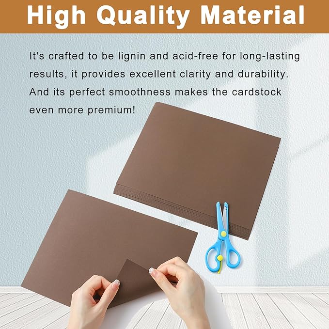 Silunkia 300 Sheets Coffee Cardstock 8.5 x 11 Christmas Paper, 75lb Premium Dark Brown Paper Card Stock for DIY Cards Making, Thank You Cards, Invitations, Birthday Decorations