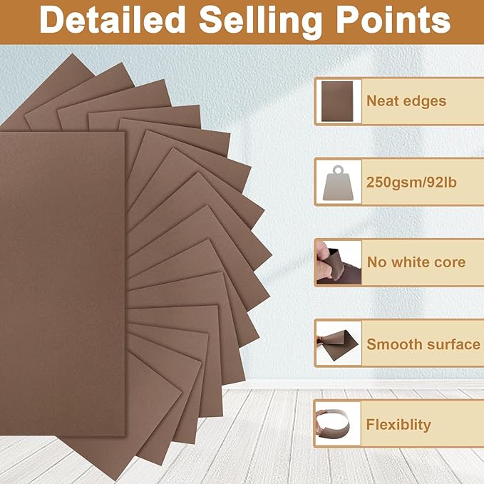 Silunkia 28 Sheets Coffee Color Cardstock 8.5 x 11 Craft Paper, 250gsm/92lb Chocolate Brown Card Stock for DIY Card Making, Greeting Cards, Invitations, Party, Invitations