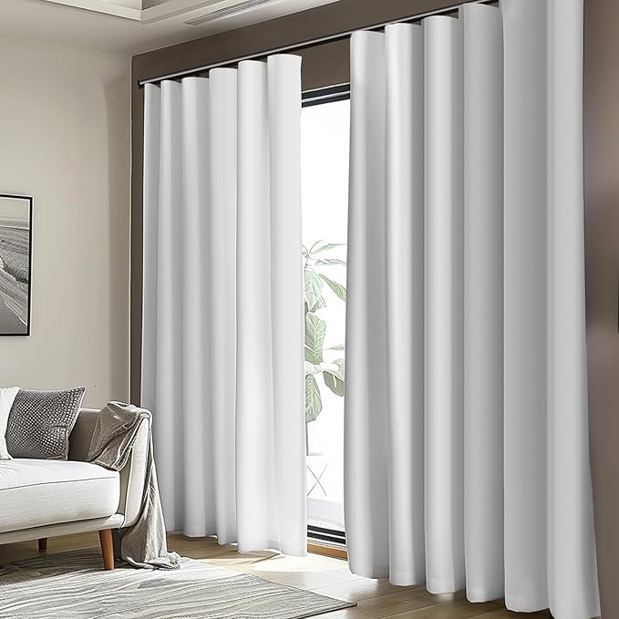 cbsroro Room Divider Blackout Curtain Track Curtains Wall Dividers Panels Screen for Living Rooms Bedroom Office Privacy Partition Separation, W100 × L108 Inch,1 Panel, White