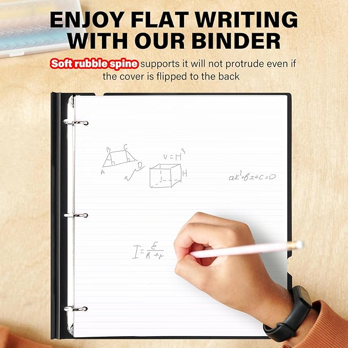 MAKHISTORY 1 Inch Telescoping 3 Ring Binder-4PCS, Flexible Binder with Customized Front Cover, Holds 225 Sheets, School Office Supplies, 4 Colors