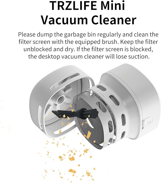 TRZLIFE Desk Vacuum Cleaner, Portable USB Rechargeable Mini Handheld Cleaner Sucks Up Crumbs Debris from Desktop Countertop Drawer, Perfect Office Desk Accessory, Ideal Valentine's Day Gift Pink