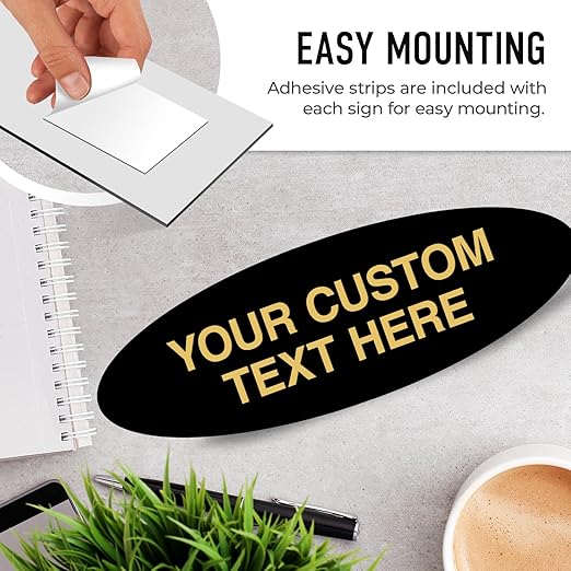 Custom Wall or Door Sign, Personalized Plaque Engraved Message for Bussiness, Property and Home Indoor/Outdoor, 2x6 Inches, Made in USA by Sigo Signs - Oval