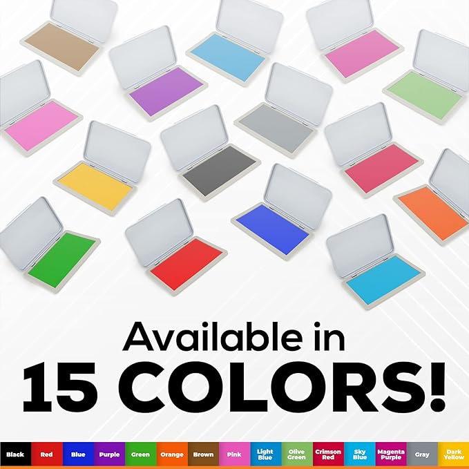 2 Pack Metal Case Stamp Pad Large Size, Black Color - Size: 3" x 6" - Choose from 15 Ink Colors