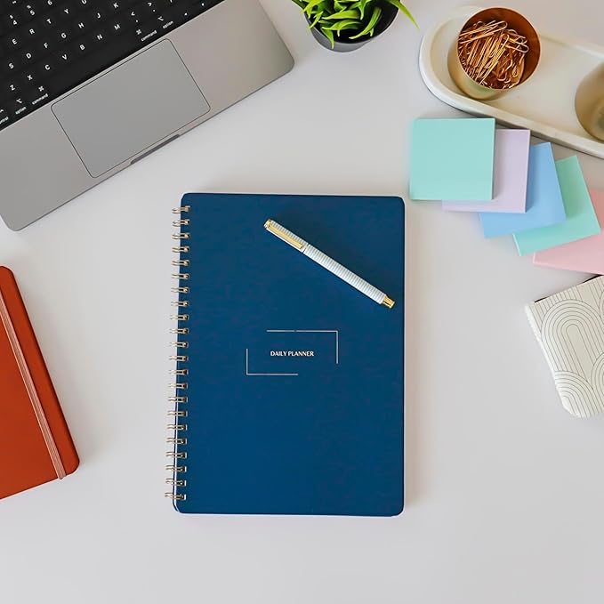 Merely Home Undated Daily Planner | 8.25” x 11.75” To Do List Notebook | Work Productivity ADHD Organizer | Men and Women Planner | College Supplies | Black | Portrait Layout