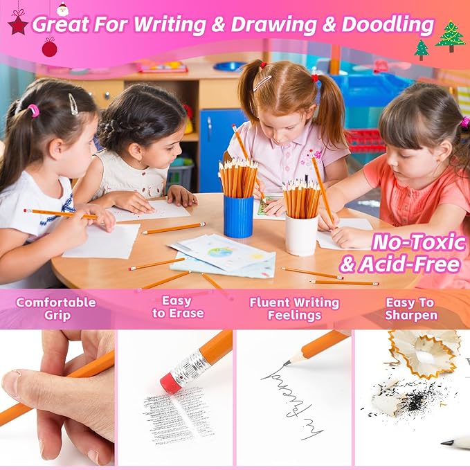 Donyang 360 Pack #2 Pencils Bulk, Pre-Sharpened Number 2 HB Yellow Pencils with Top Erasers for Writing, Drawing, Sketching, Teacher Essentials Office Accessories