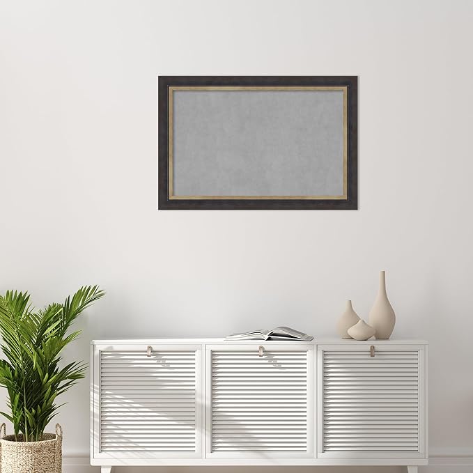 Amanti Art Black Framed Magnetic Board 25x37 Large Vision Board for use with Magnets, 100% Metal Sheet to Display Items as Office Decor or for Home Organization in mudroom, Kitchen or Kids Room