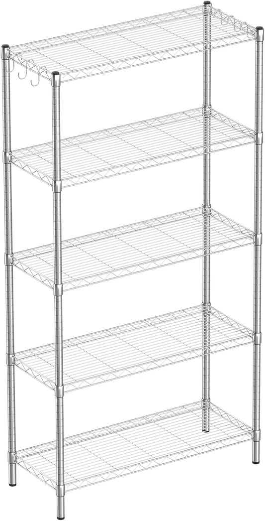 Guan River 5-Shelf Adjustable Metal Shelf Wire Shelving Unit Storage Rack Display Shelf for Office,Kitchen,Bedroom,Bathroom,Laundry,Pantry Basement,Garage(Chrome,36" L x 14" W x 72" H)