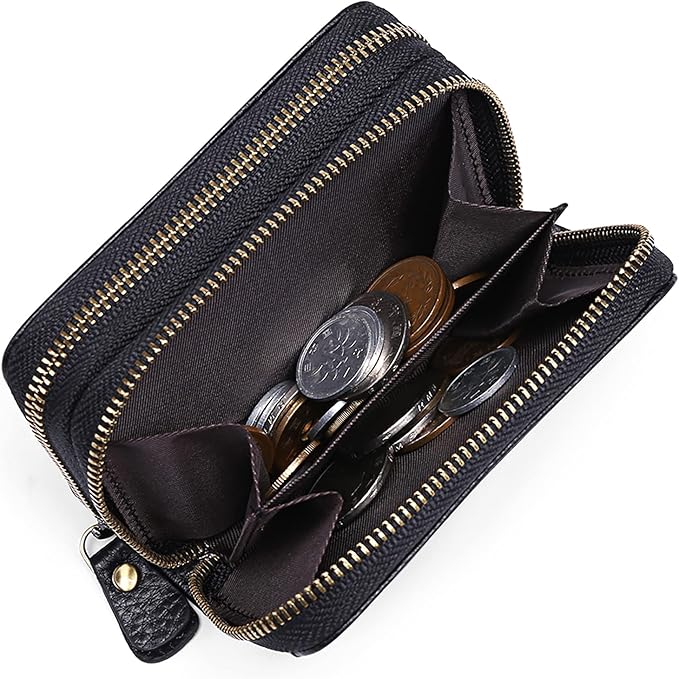 GOIACII Small Genuine Leather Wallet for Women, RFID Blocking Credit Card Holder Wallet
