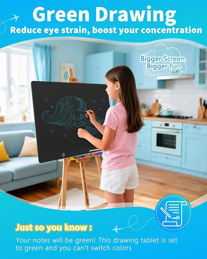 [Rechargeable] 20 Inch LCD Writing Tablet for Kids, Extra-Large Drawing Tablet for Adults, Educational & Learning Toys for Boys Girls Ages 8-12 Years Old, Drawing Board for Kids Birthday Gift (Black)
