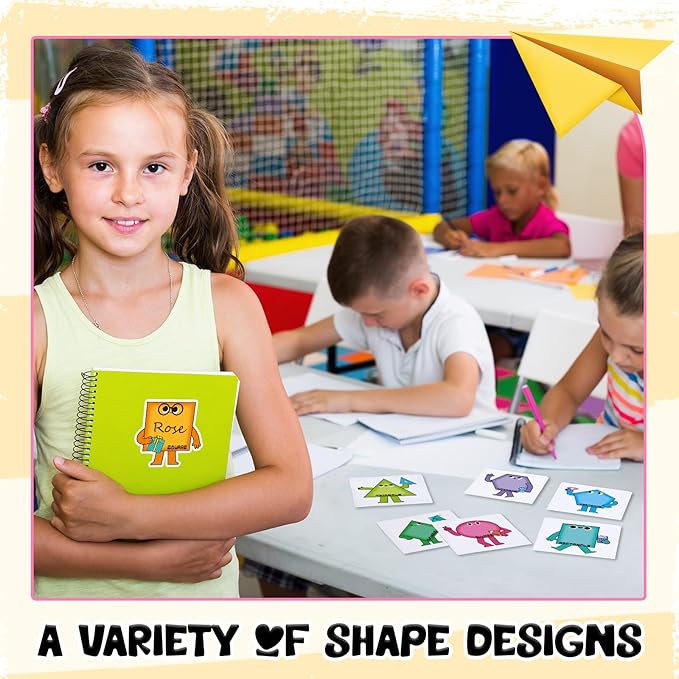 Henoyso 108 Pcs Shape Desk Name Tags for Classroom Wall Decor Back to School Locker Name Tags for Kindergarten, Preschool, 1st, 2nd & 3rd Grade Teacher Nameplates for Student