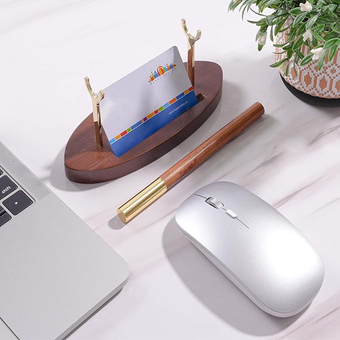 Htoxsdc Pen Holder Desk Organizers and Accessories Desk Decor ，Exquisite Wooden Pen Holder ，with a Cool Pen and Two Refills for Office and Home (Style B)