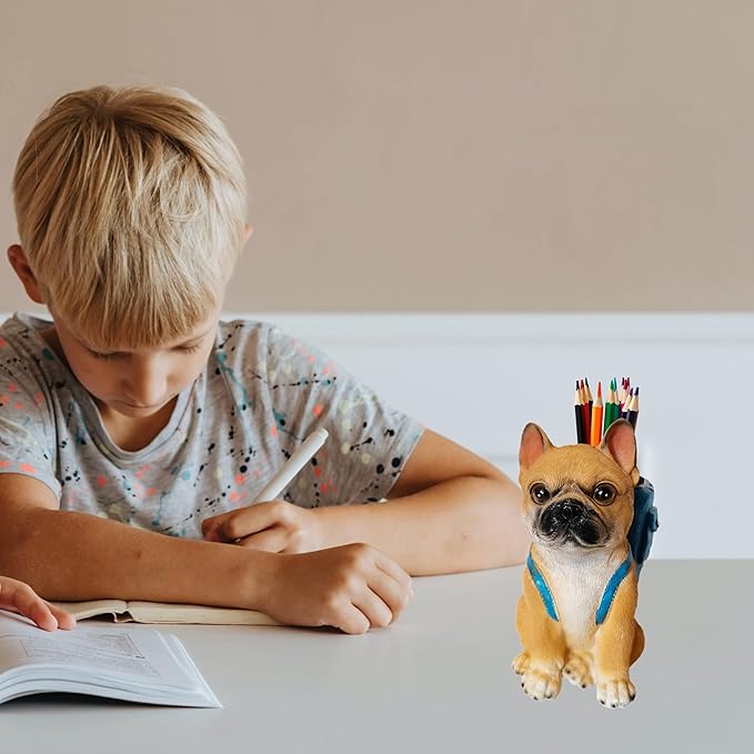 Photour Dog Pen Holder for Desk French Bulldog Gifts for Men Women and Kids Unique Pen Pencil Holder Cup Funny Desktop Organizer for Home Office School Desk Decor (French Bulldog)