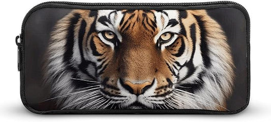 BWQJKUO Pencil Pen Case, Tiger Printed Pouch Big Capacity Pen Bag with Zipper Durable Stationary Storage Bag