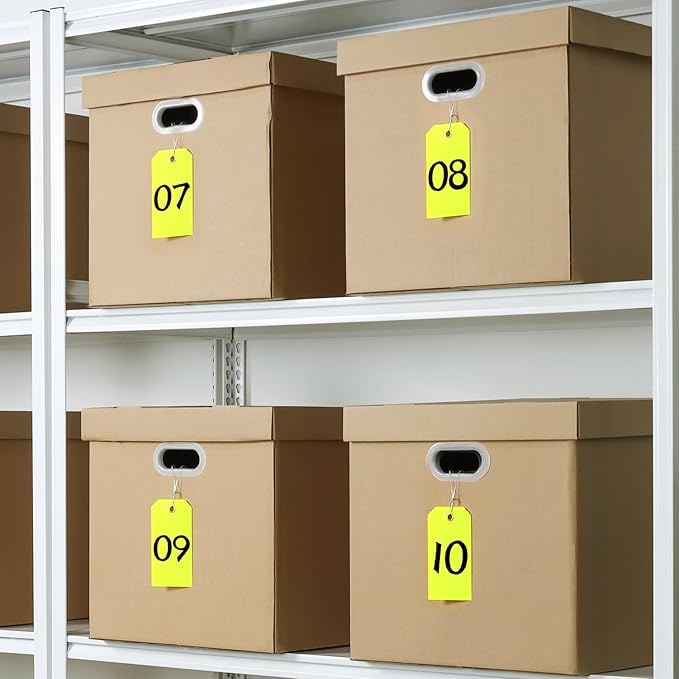 500 Pieces Plastic Shipping Tags with Wire Waterproof Hang Tags Heavy Duty Labeling Tags with String Wires Tags Labels Labeling Tags Stacking Tags for Equipment Car Parts (Yellow, 3x6)