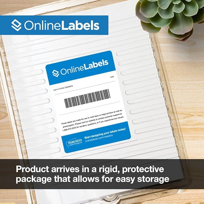3.434 x 0.667 File Folder Labels - Pack of 7,500 Labels, 250 Sheets - Inkjet/Laser Printer - Online Labels