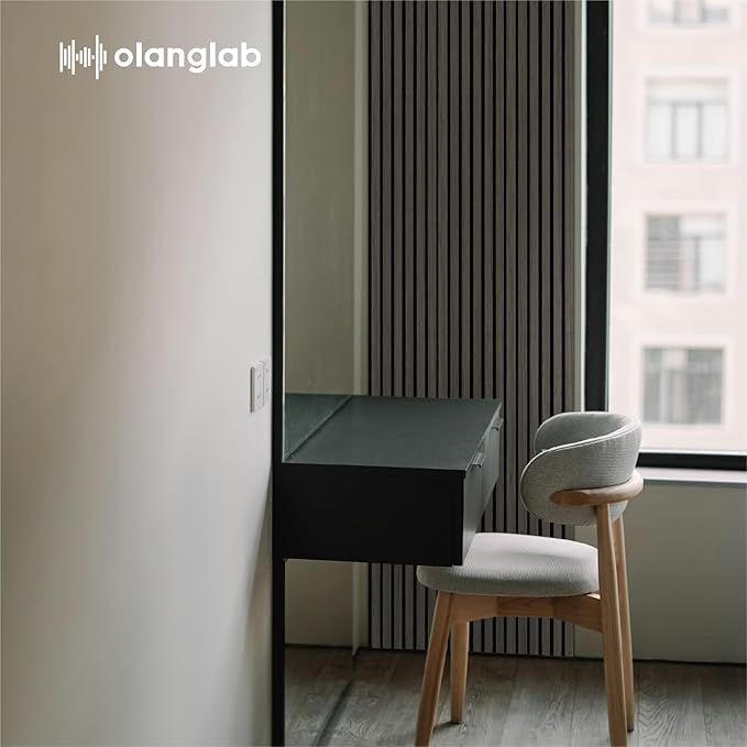 Olanglab Wood Slat Wall Panels 4 Pack, Wooden Acoustic Wall Panels, 94.5"x12.6" Each 3D Wall Panels for Interior Wall Decor (Black-Extendo Trio)